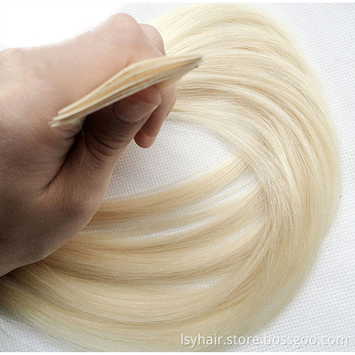 Seamless Remy Indian Tape Hair,Platinum Blonde Straight Human Hair Tape In For Hair Salon Volume Adding